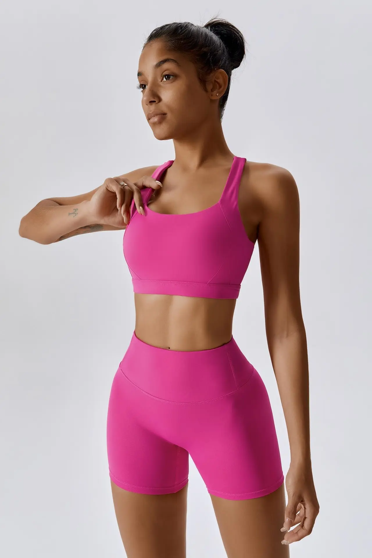 High-Waisted Magenta Shorts with Sculpting Fit | BOTA Official