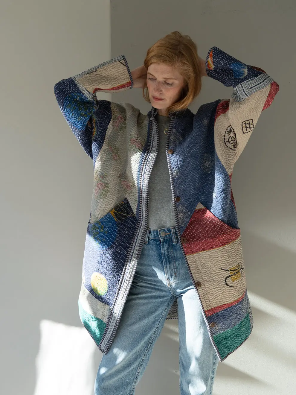 The Sai Coat | Upcycled Vintage Kantha Quilt Patchwork Reversible Coat – Namai Studio