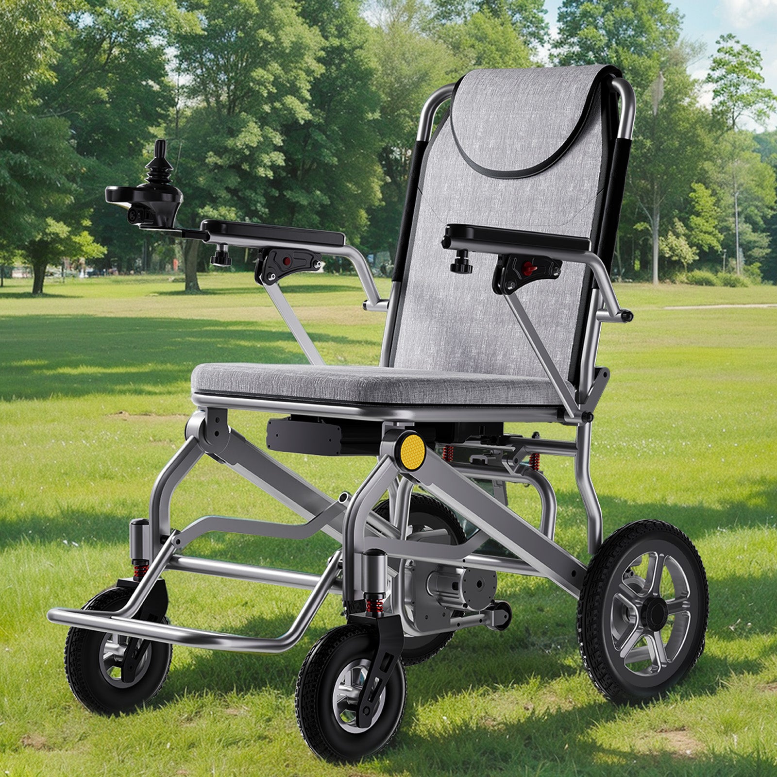 Kerdom folding wheelchair tires and wheels on an outdoor path