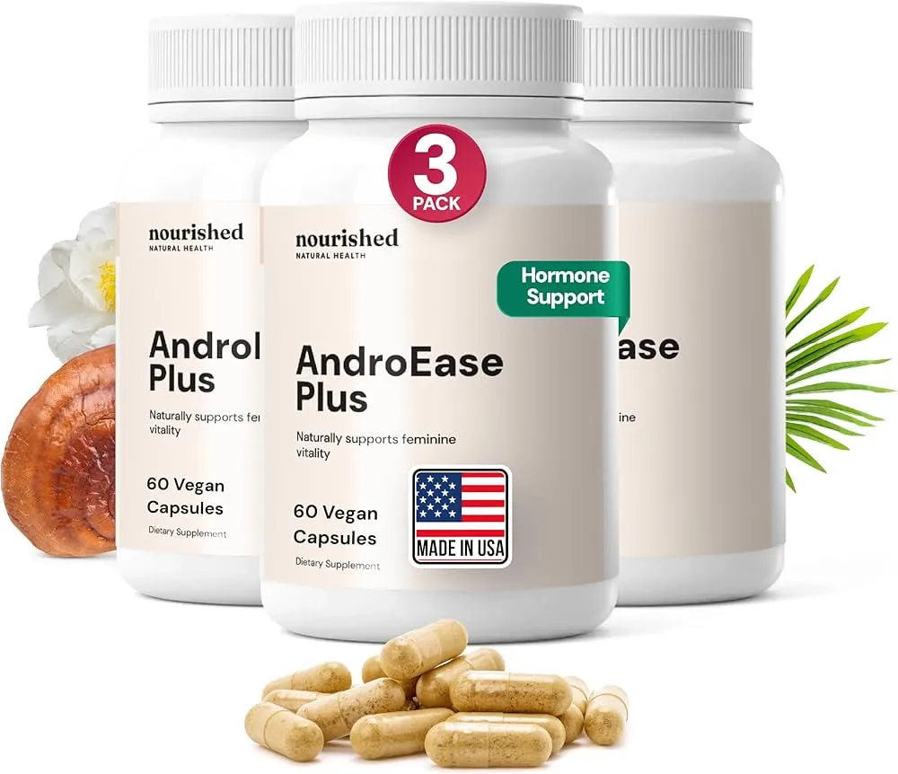 Amazon.com: Nourished AndroEase Plus - Natural Balance Supplement for Women  - Vegan Formula with Zinc & Saw Palmetto - 180 Capsules for Daily Wellness  & Vitality - Made in USA : Health & Household