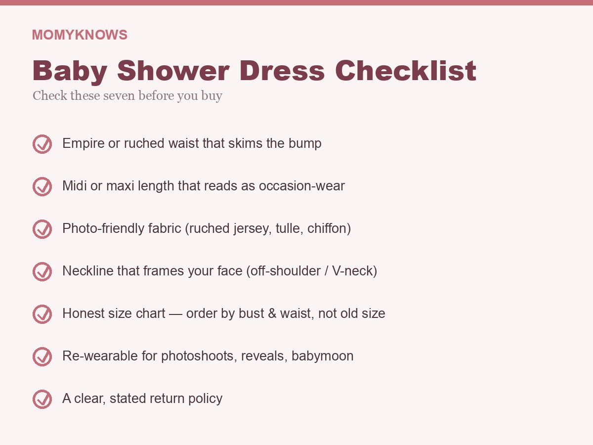 Baby shower maternity dress buyer's checklist