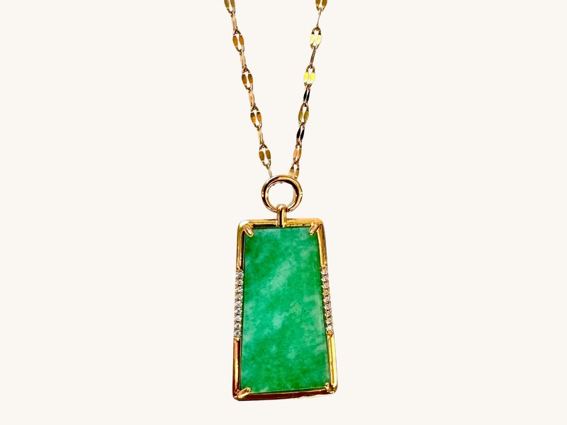 Gogo Lush Jade Statement Necklace green stone