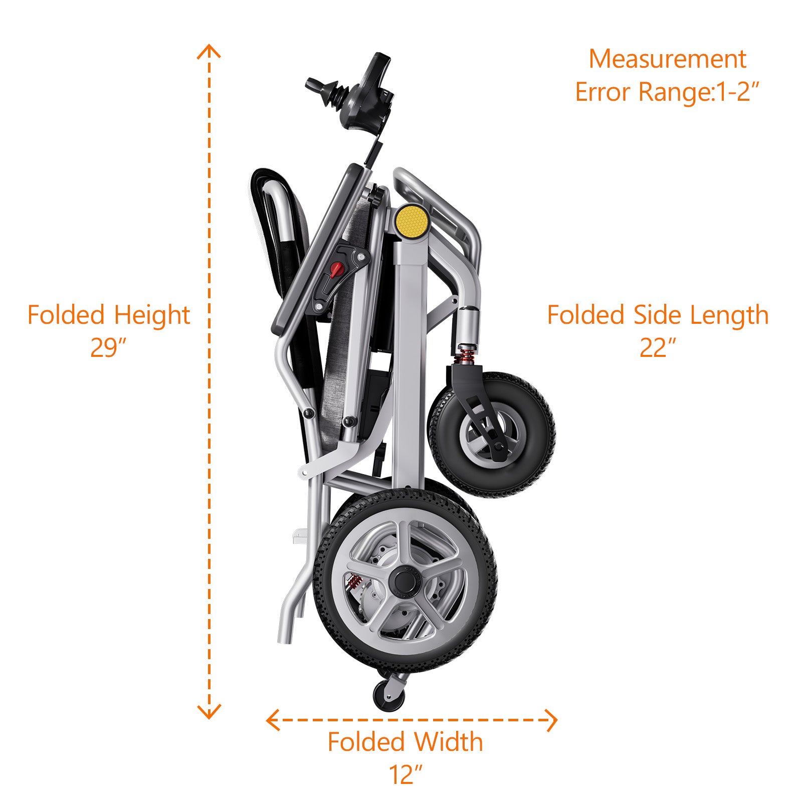 Folding a Kerdom power wheelchair along its designed pivot