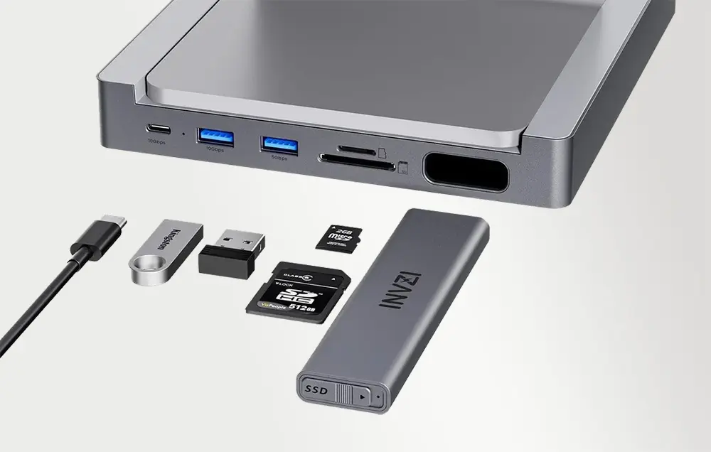 INVZI MagHub 8-in-1 USB-C Docking Station / Hub for iMac with SSD Bay  (Gray)