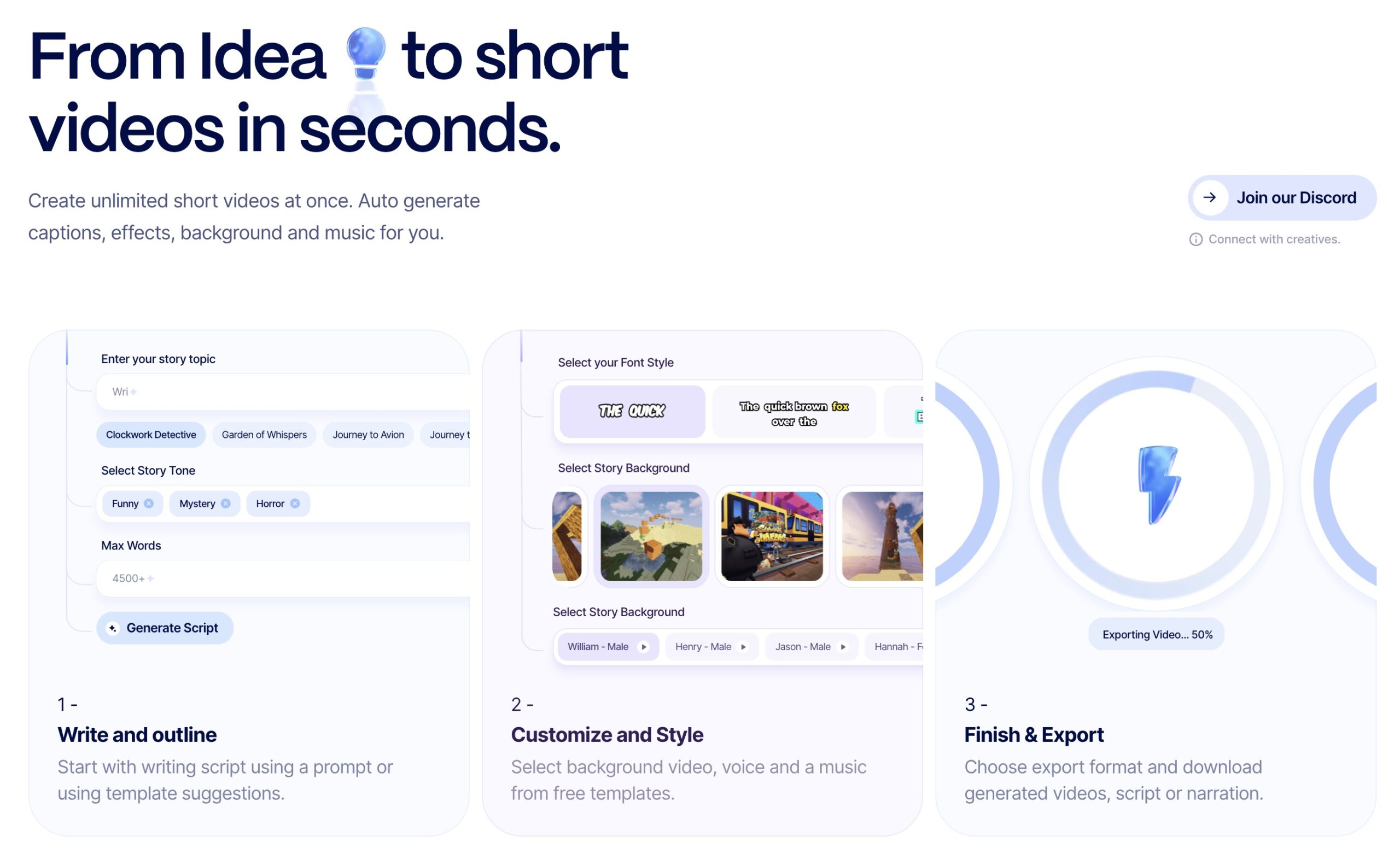 From Idea to short videos in seconds