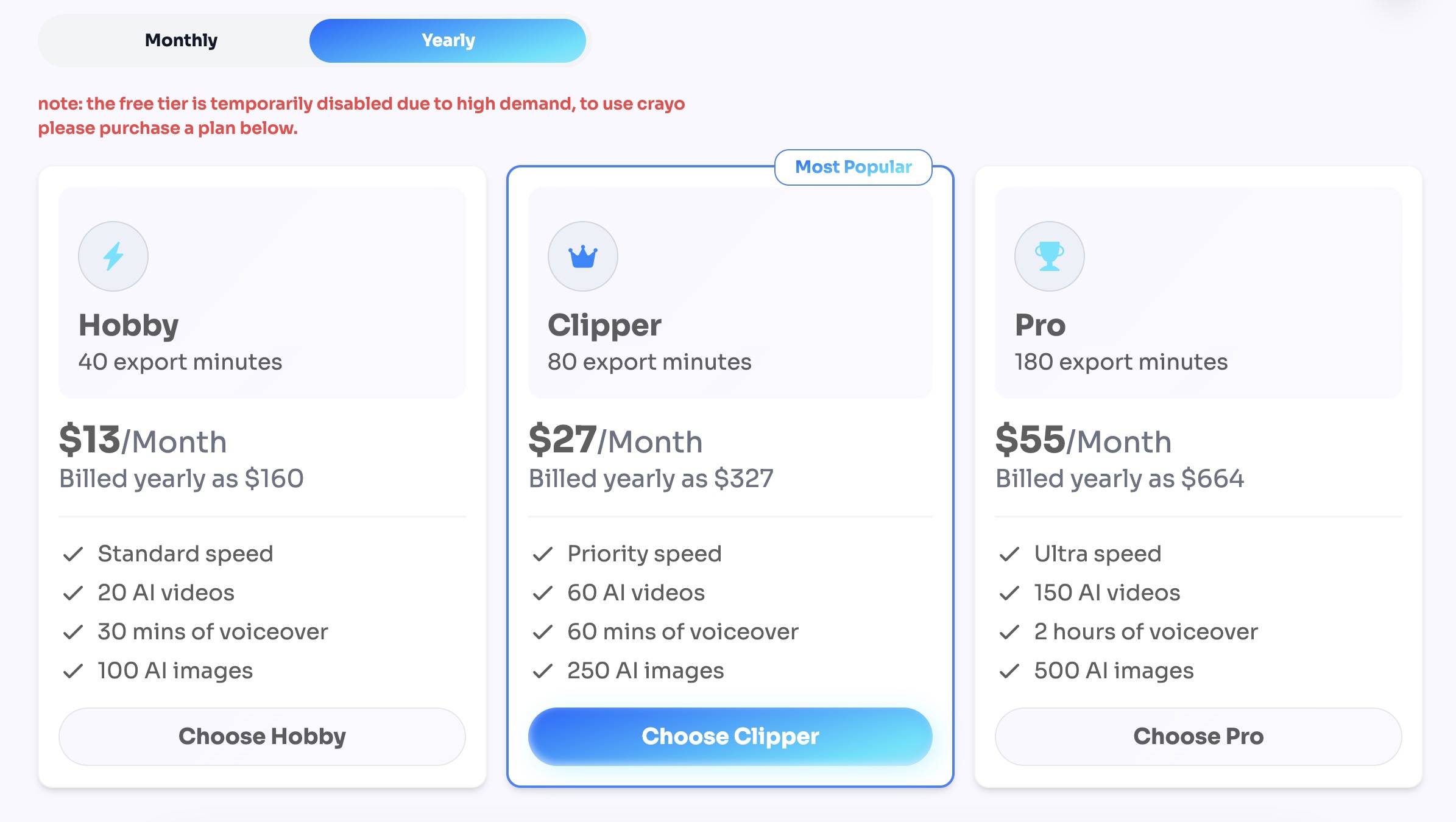 Yearly Pricing