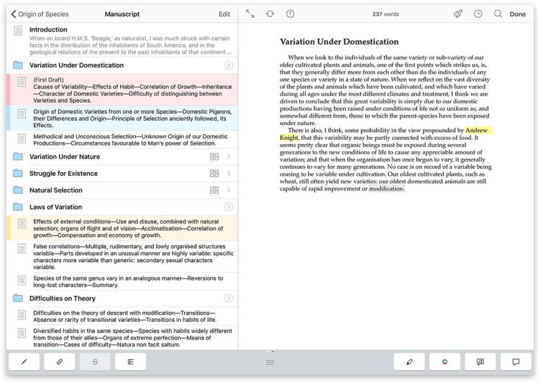 Overview of Corkboard for Planning Manuscripts