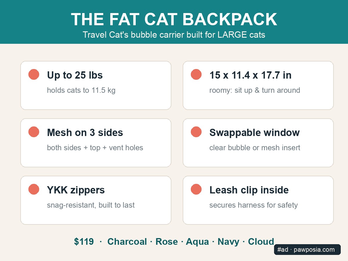 The Fat Cat backpack specifications