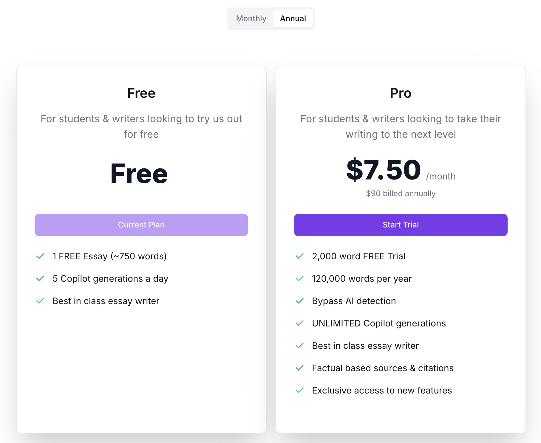 Yearly Pricing