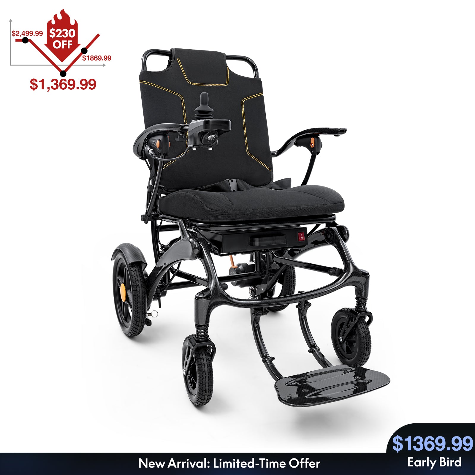 Kerdom DX07 folding power wheelchair - best comfort and capacity balance
