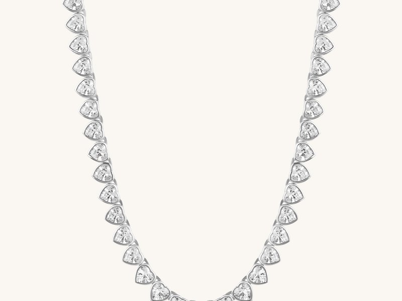 Gogo Lush Silver Tennis Necklace layering base
