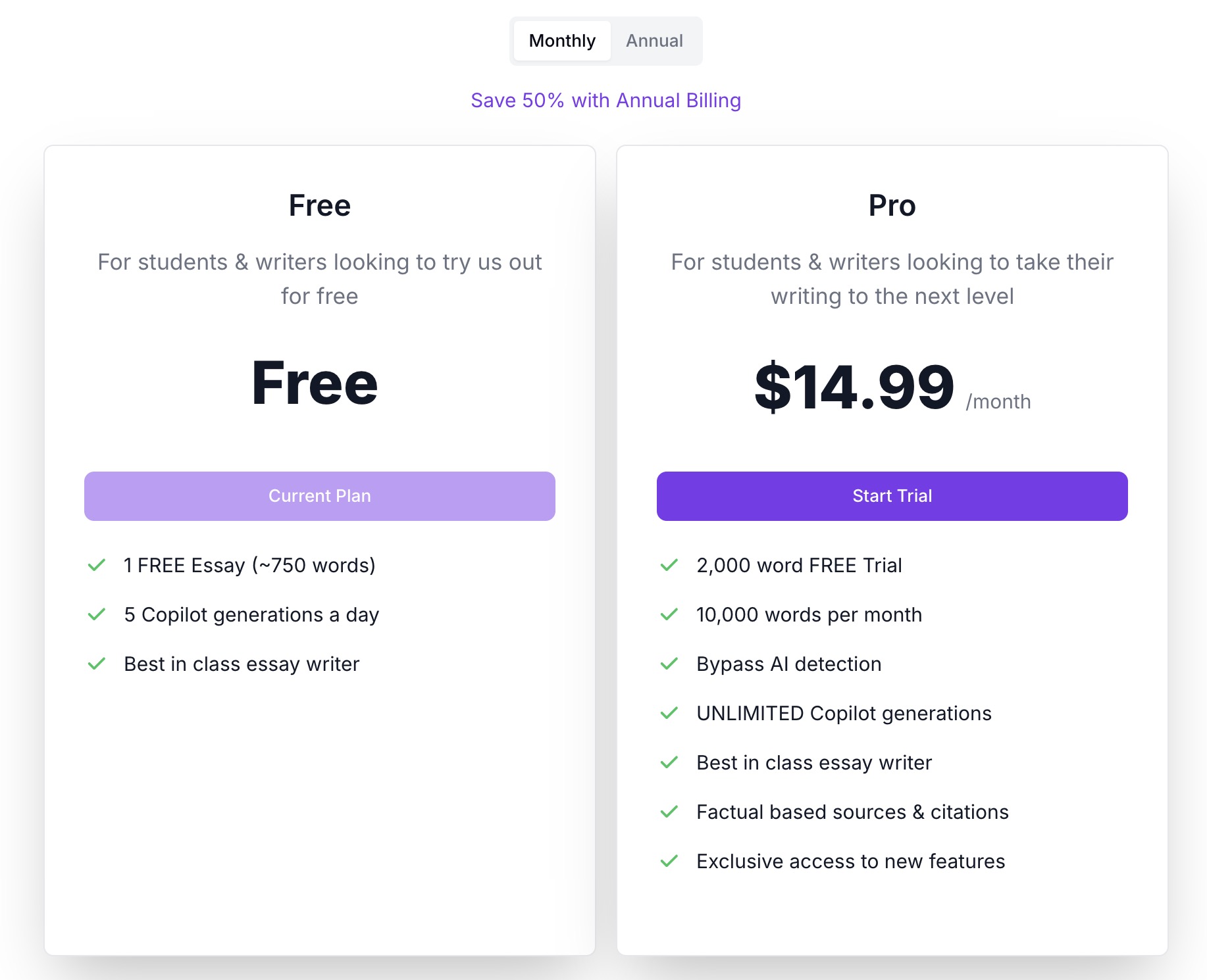Monthly Pricing