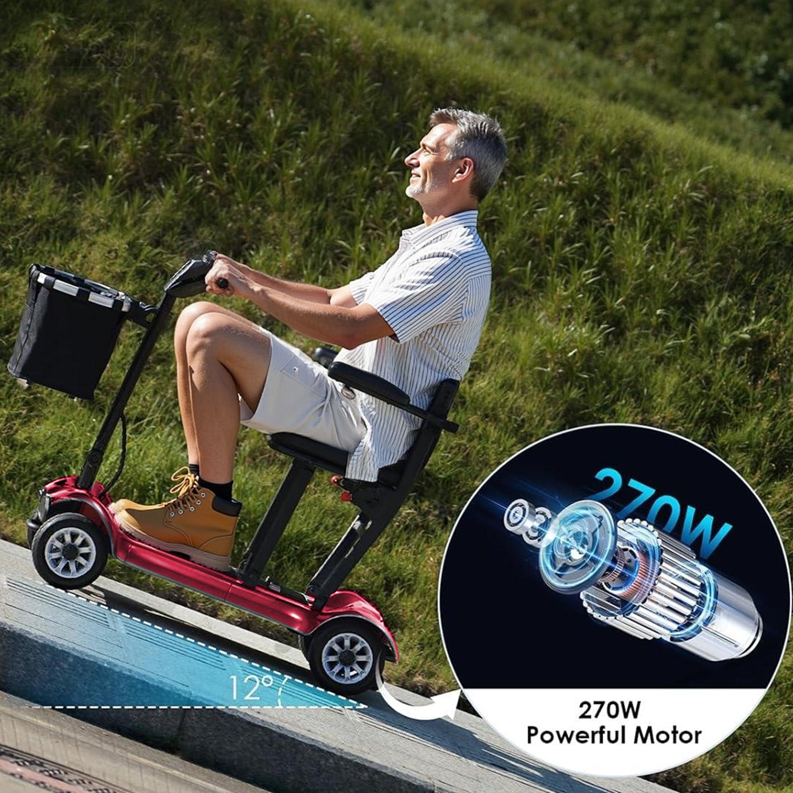 Folded Kerdom mobility device ready for airport gate-check
