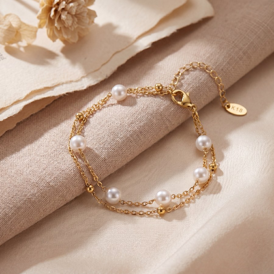 Freshwater pearl layered bracelet for stacking