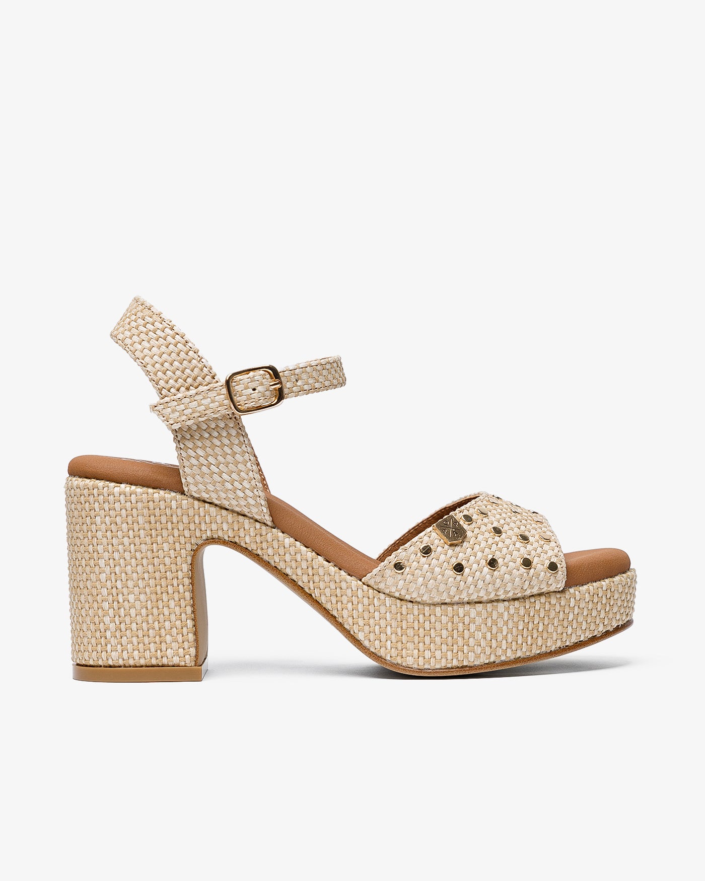 POPA Sandalia Daira raffia natural strappy flat sandal