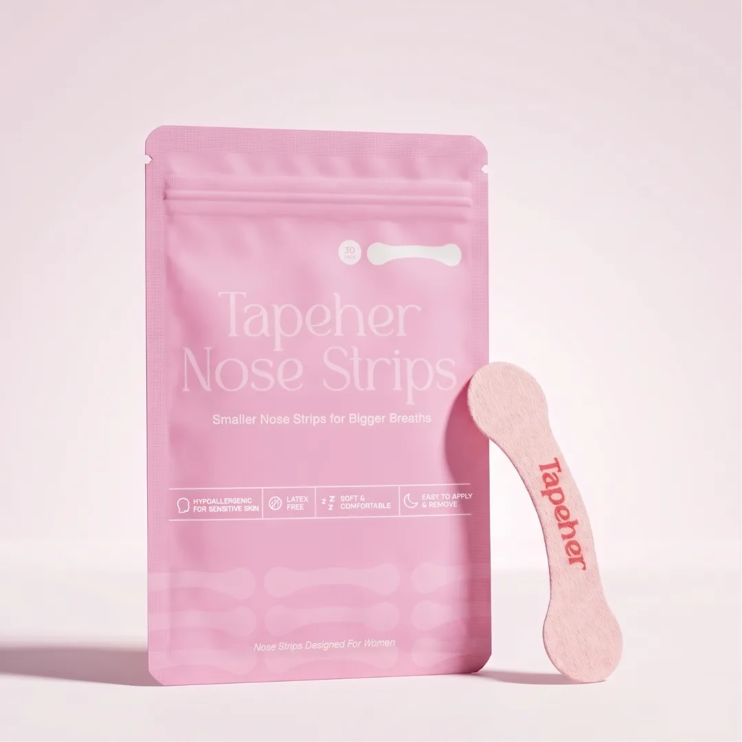 Tapeher Nose Strips pack shot, one nasal-strip option among safer first-line alternatives to mouth tape