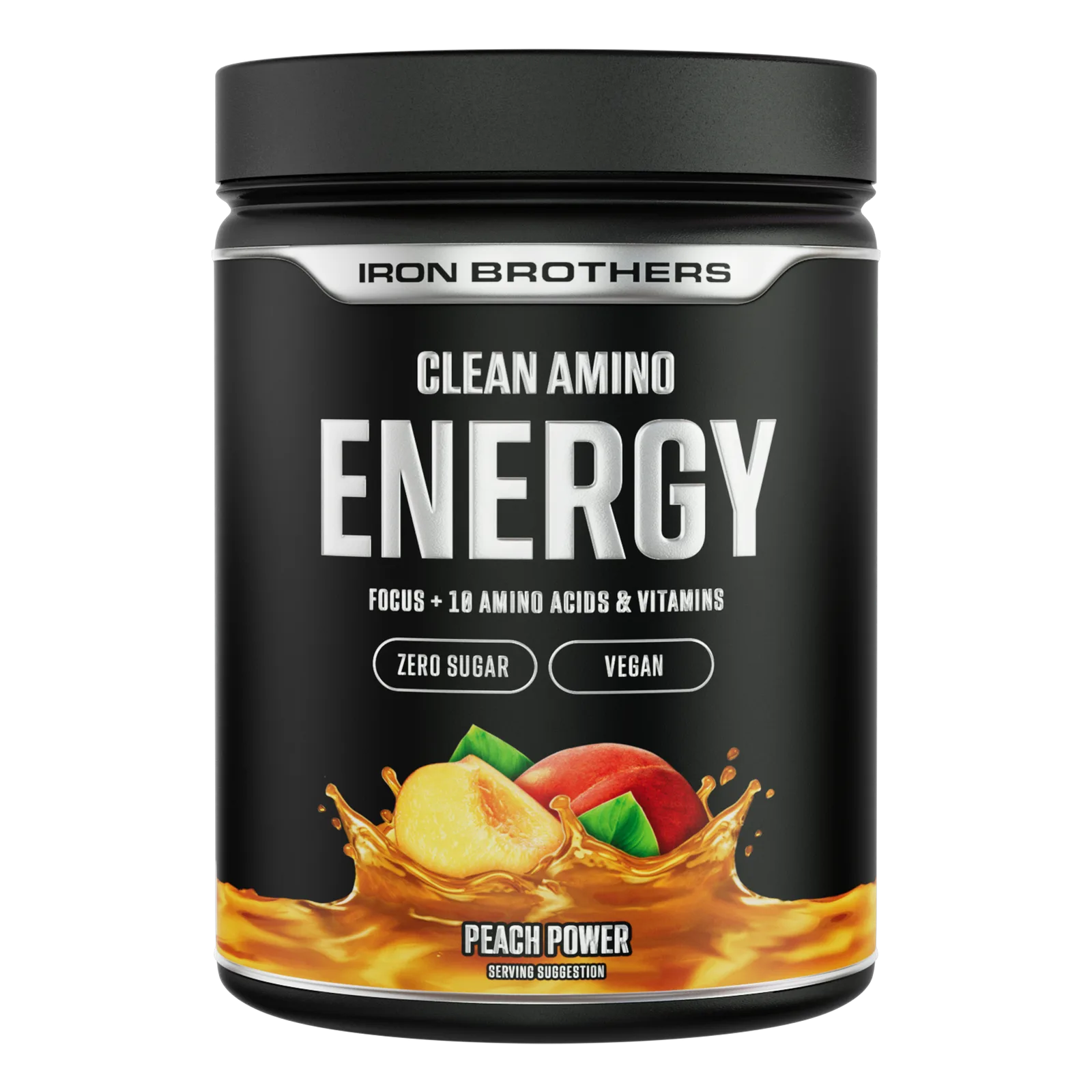 Iron Brothers Clean Amino Energy Peach Power flavor container front label
