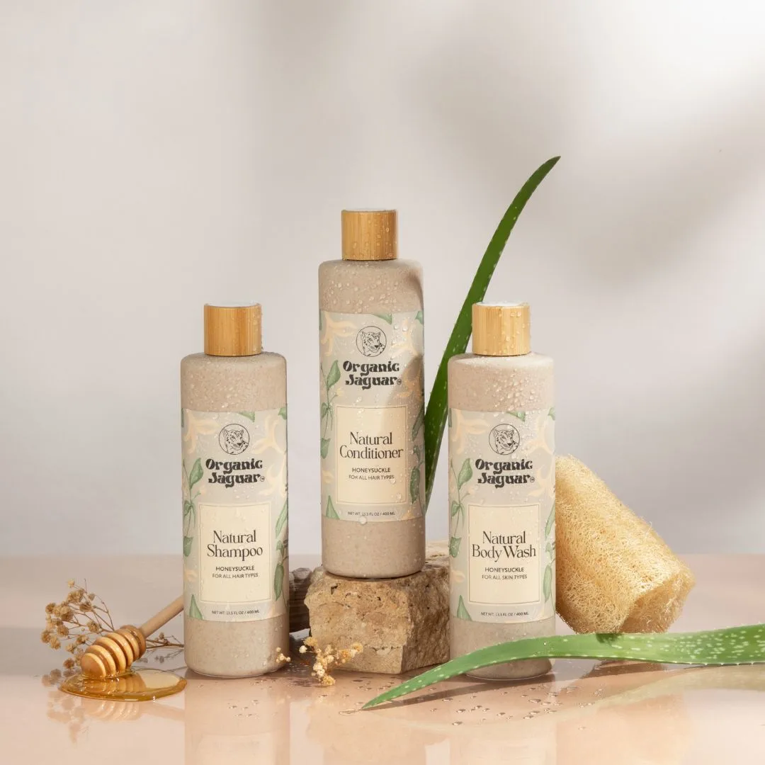 Organic Jaguar Natural Conditioner ingredient label close-up, aloe vera and camellia oil listed