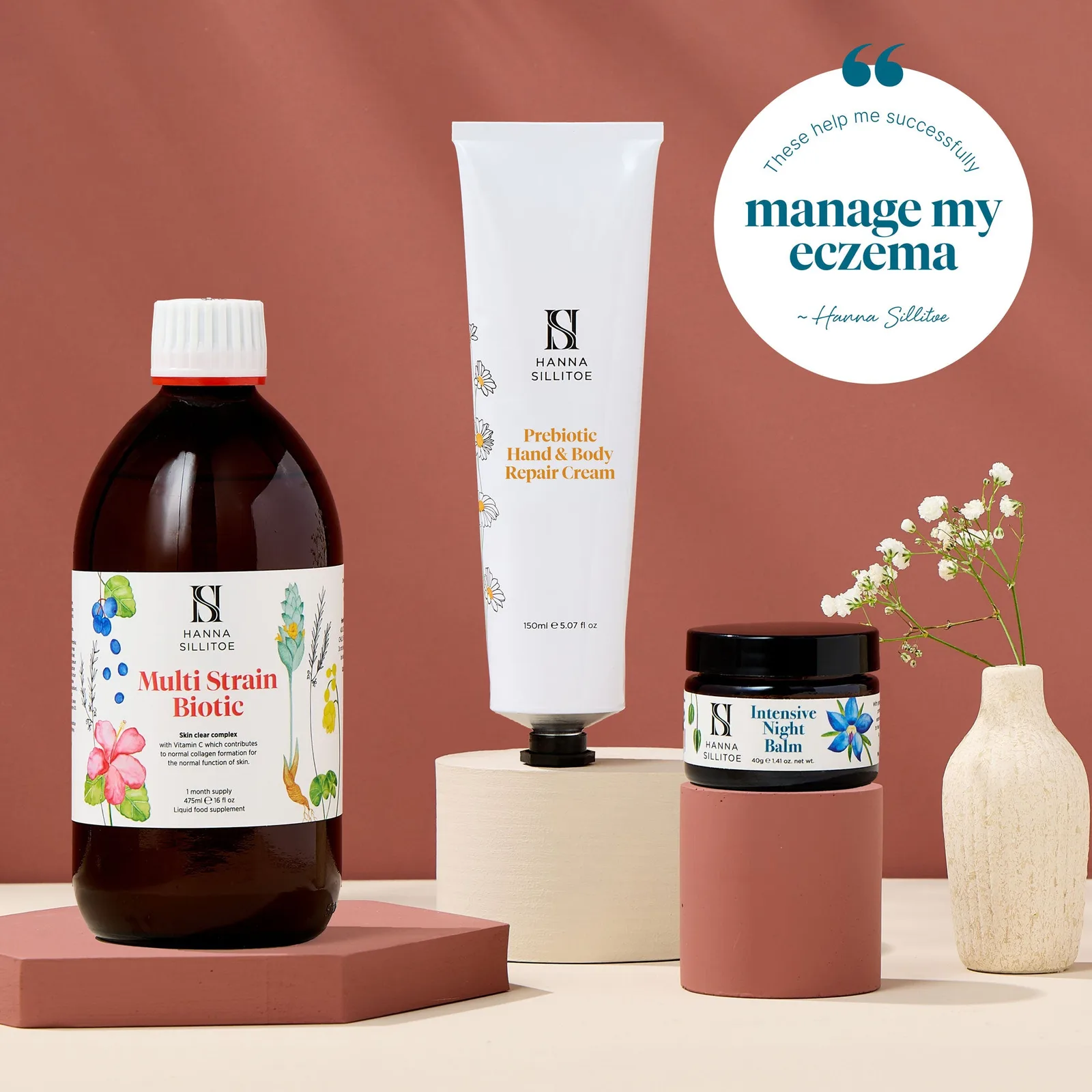 Hanna Sillitoe Eczema Recommendations bundle of internal and topical products