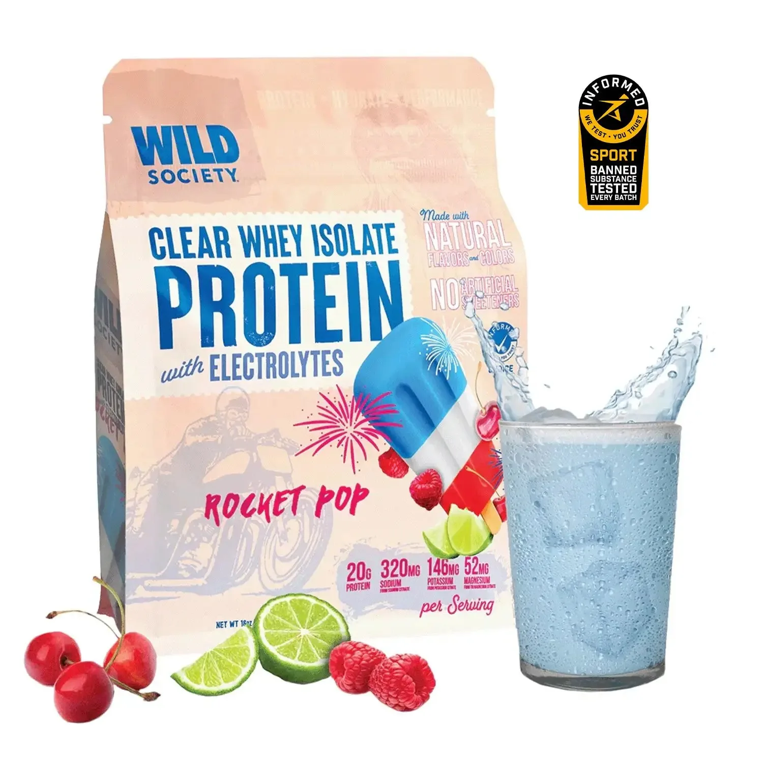 Wild Society Clear Whey Isolate Rocket Pop container