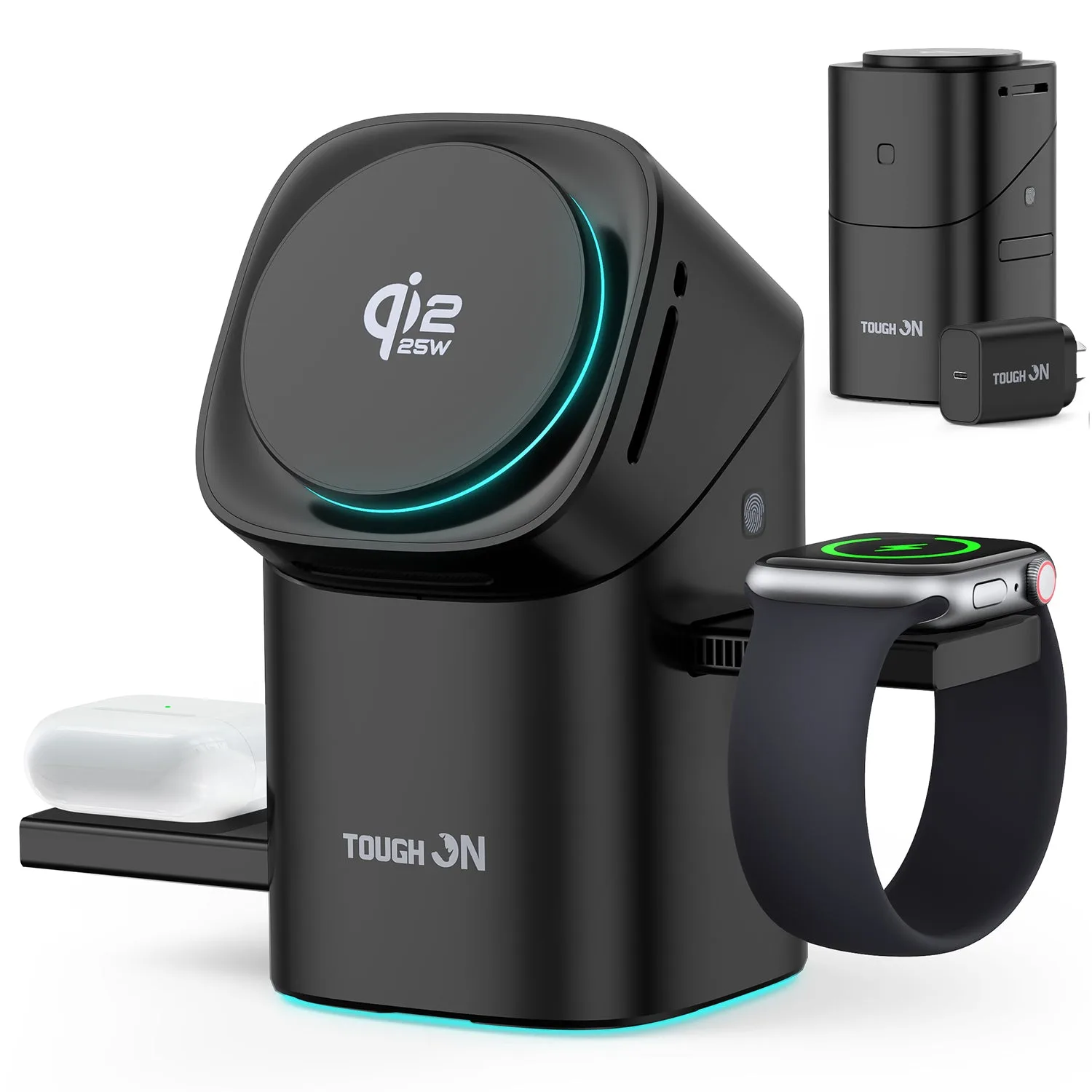 Tough On accessories: MagPro Qi2.2 wireless charger on a nightstand