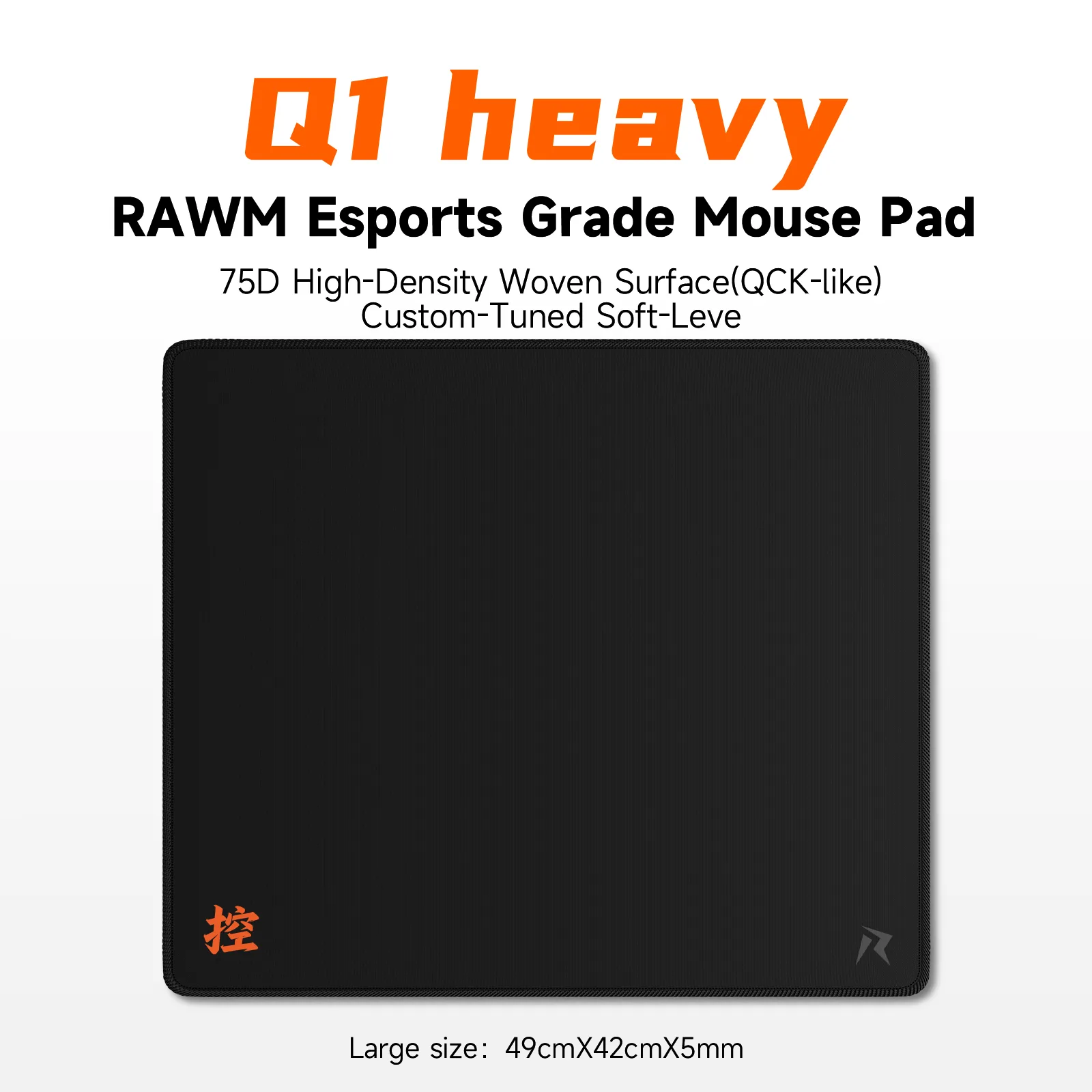 RAWM Gaming Q1 Heavy esports-grade gaming mousepad, 49 by 42cm woven cloth surface