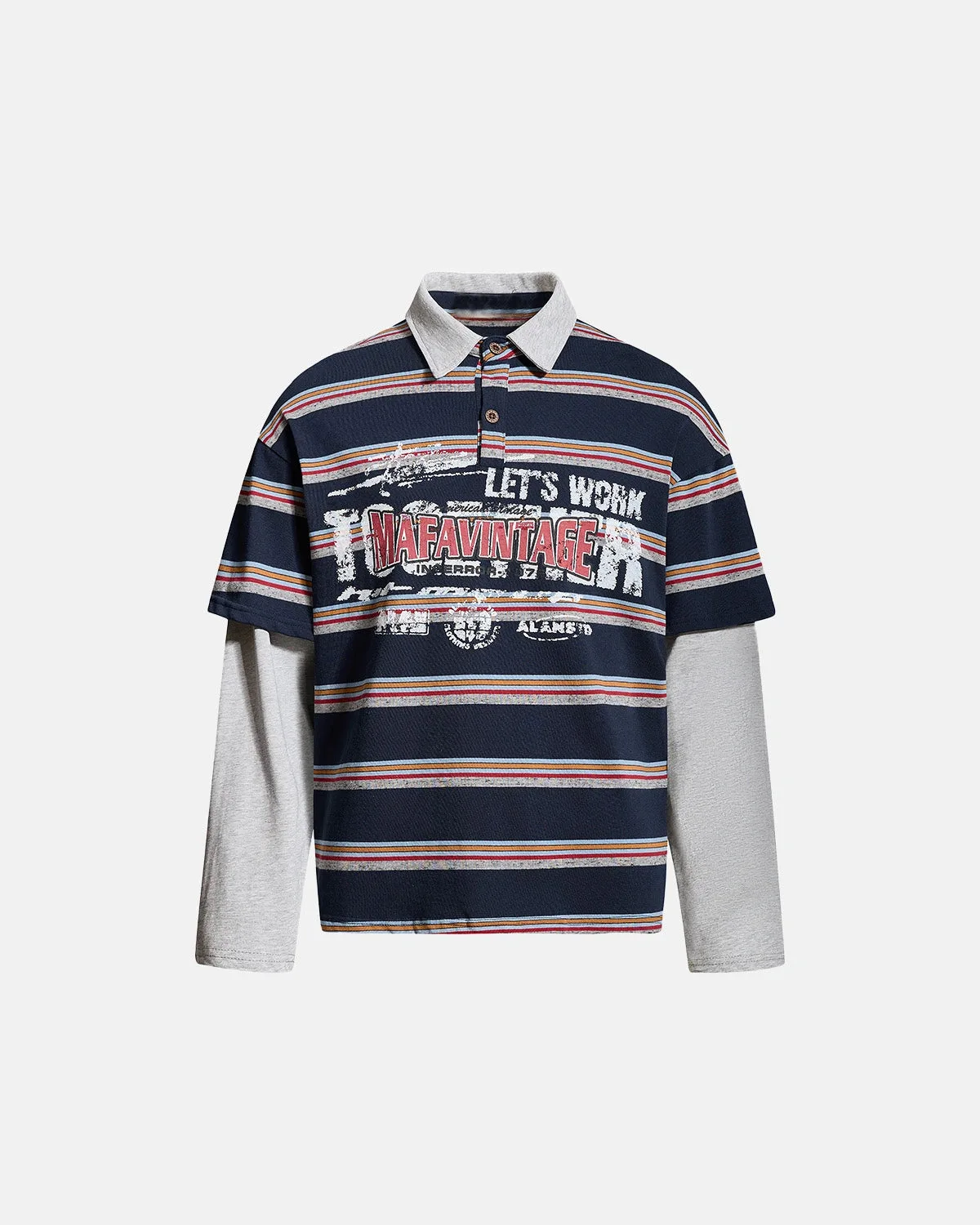 INFLATION Retro Graphic Layered Polo T-Shirt MP600