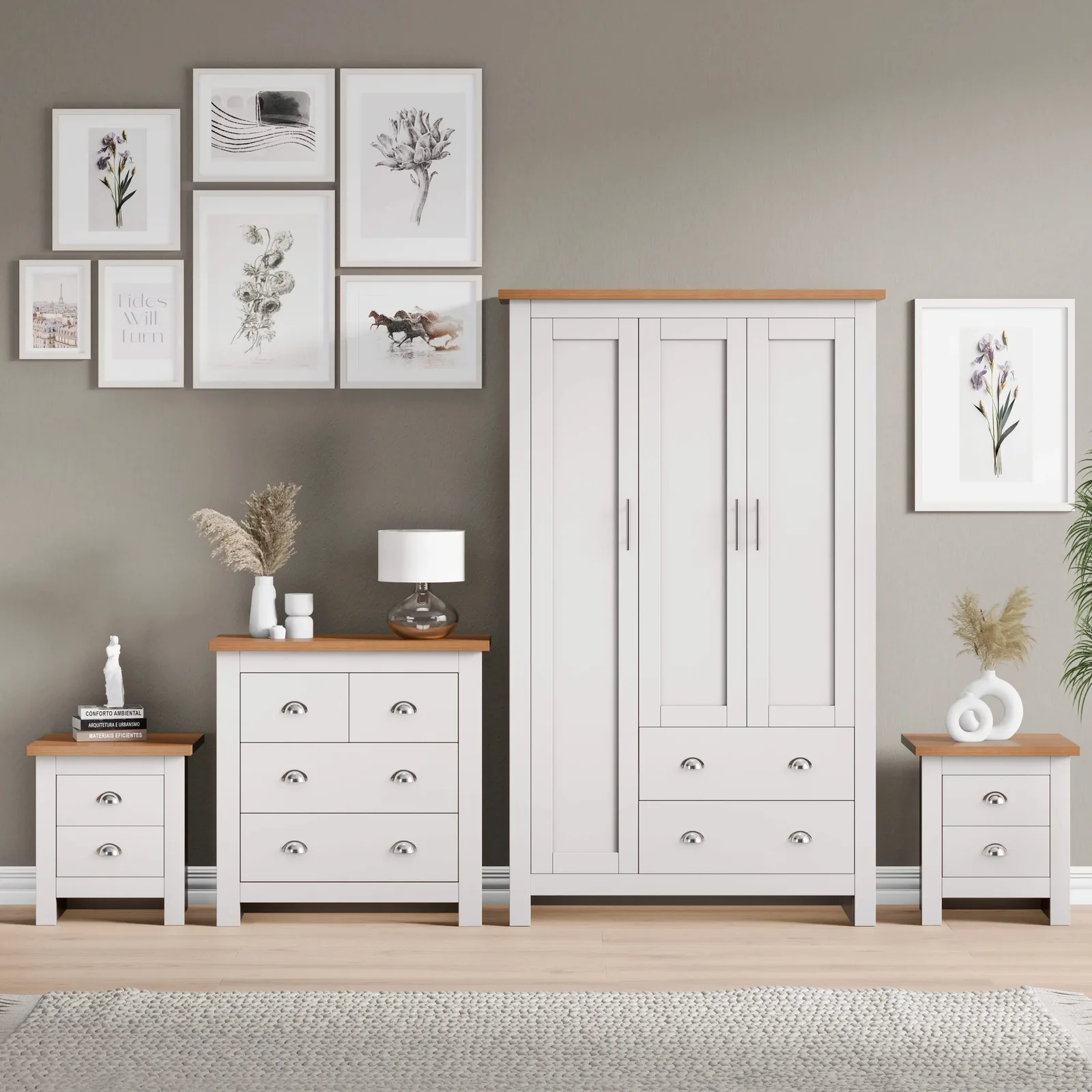 Dream Home Store Shaker 4-piece bedroom set with wardrobe, chest of drawers and bedside tables