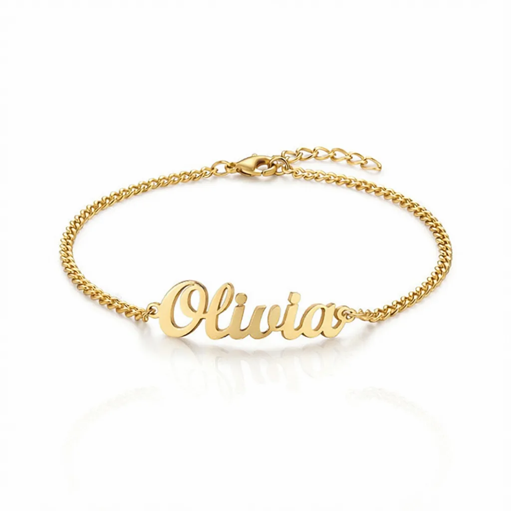 Gogo Lush anklet styles including chain, beaded and personalized nameplate laid flat