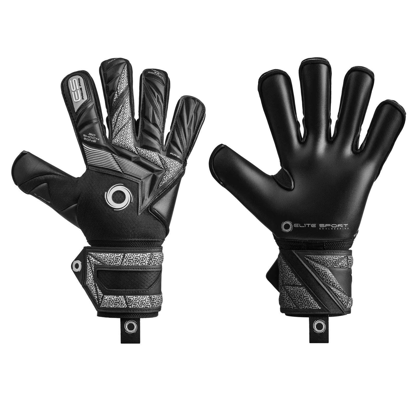 Elite Sport goalkeeper gloves Supreme M NRM competition-tier model showing the palm latex texture
