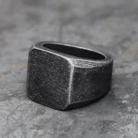 Gthic review — Retro Simple Plain Stainless Steel Square Ring product shot