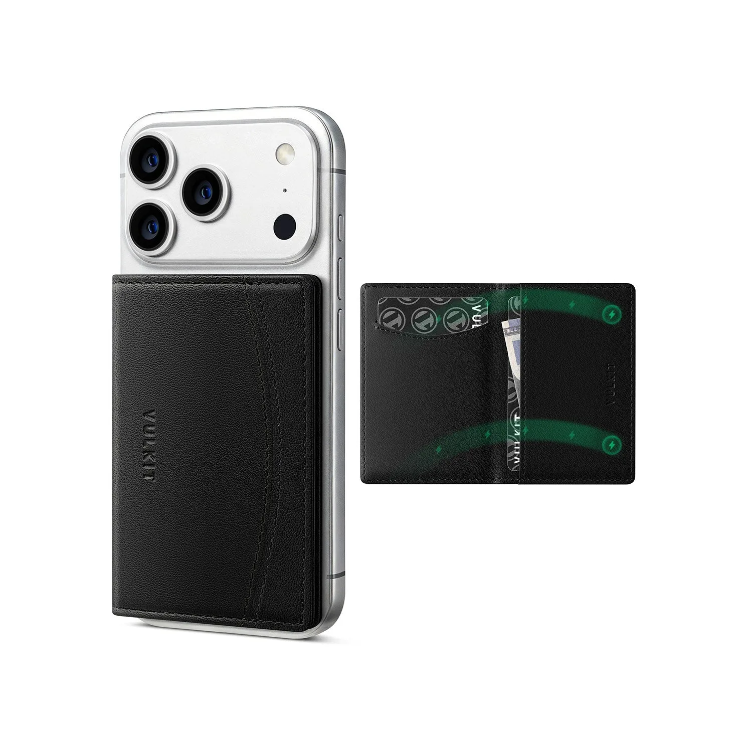 VULKIT VPA121 magnetic leather phone wallet propped up in viewing stand mode