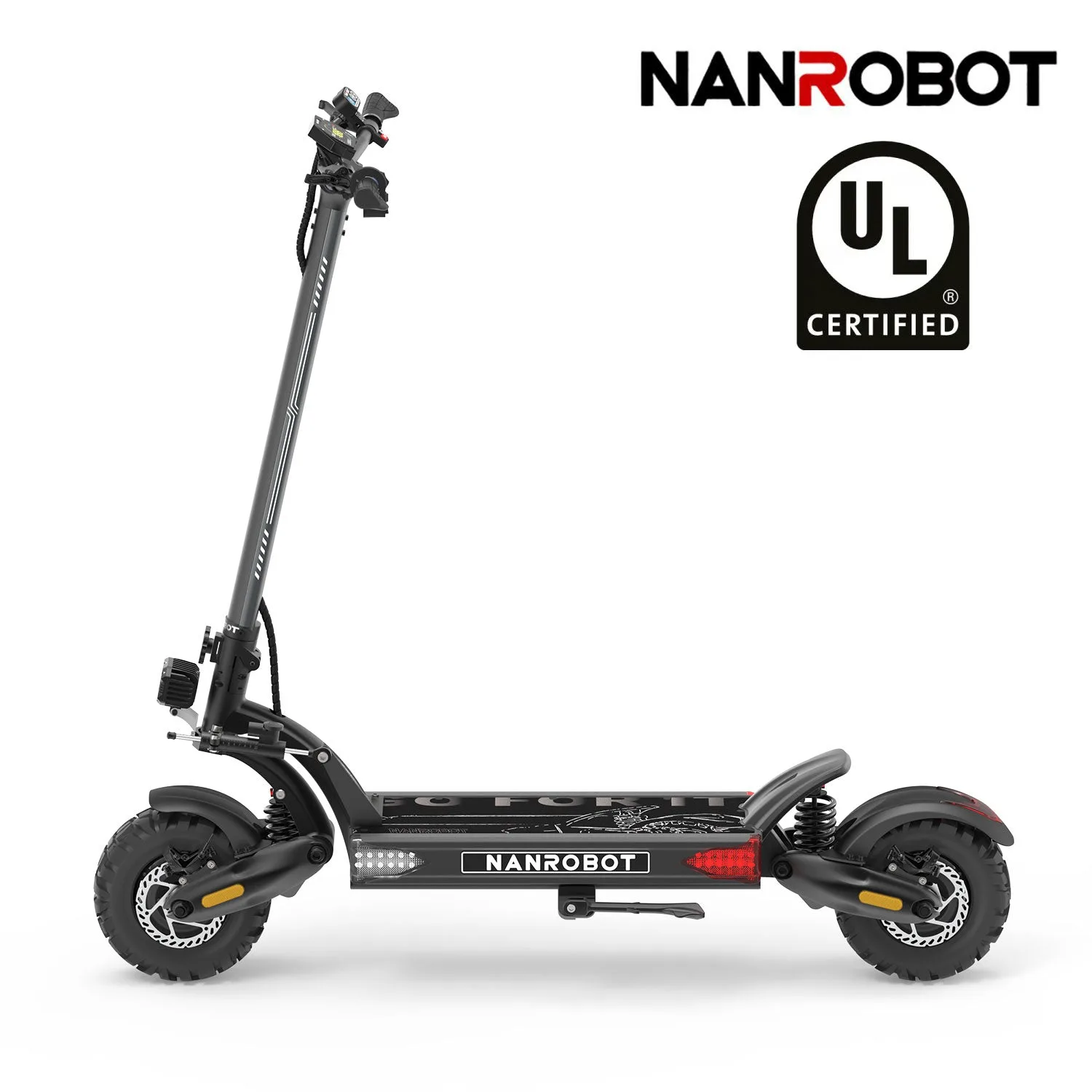 Close-up of dual brushless motors on a Nanrobot off-road electric scooter