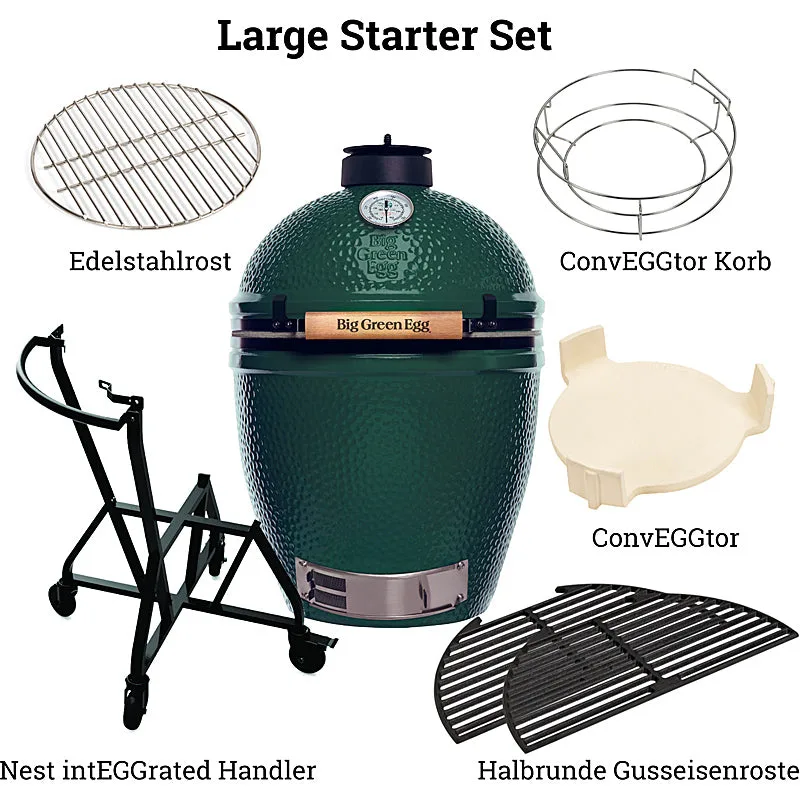 Big Green Egg Large kamado charcoal grill on stand