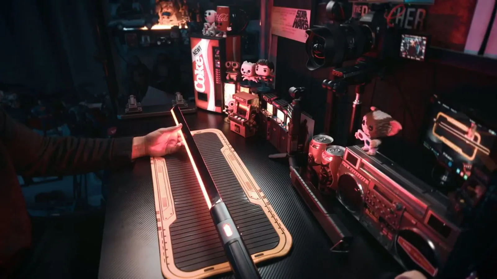 Vader's Sabers Jagged Enforcer dueling hilt with exposed emitter design