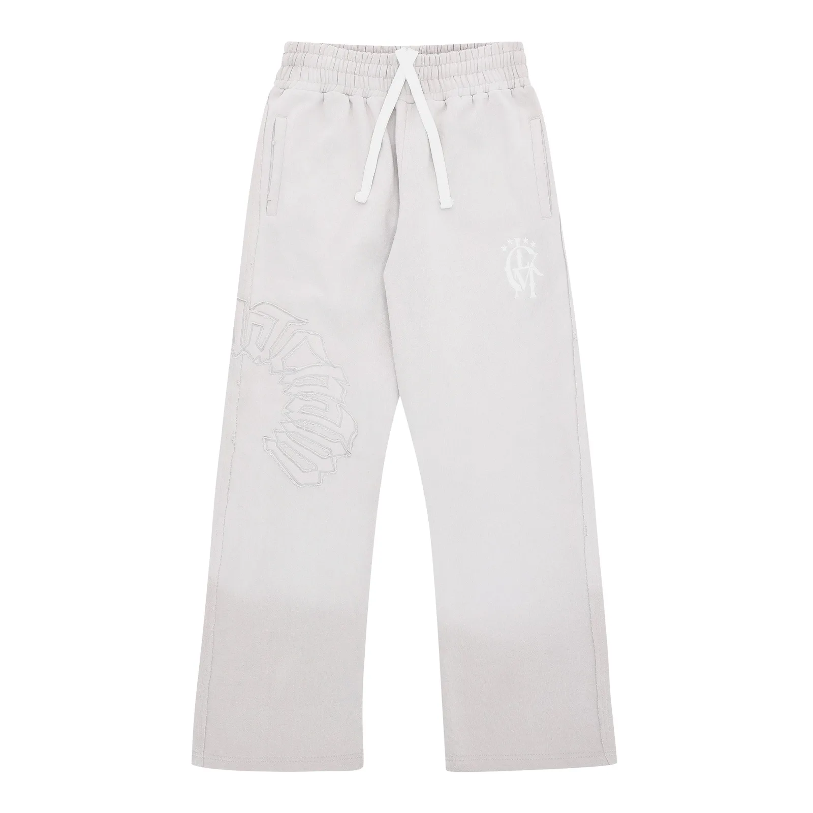 How to style a tracksuit shown on a Lukamachain distressed zip jogger in light gray