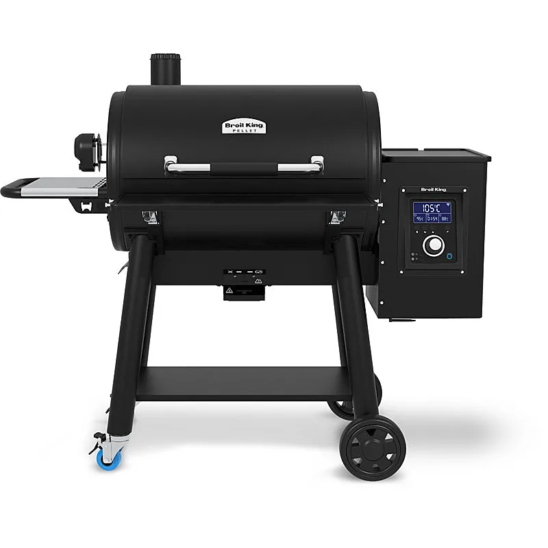 Broil King Regal Pellet 500 Pro hopper and digital controller for wood pellet grilling