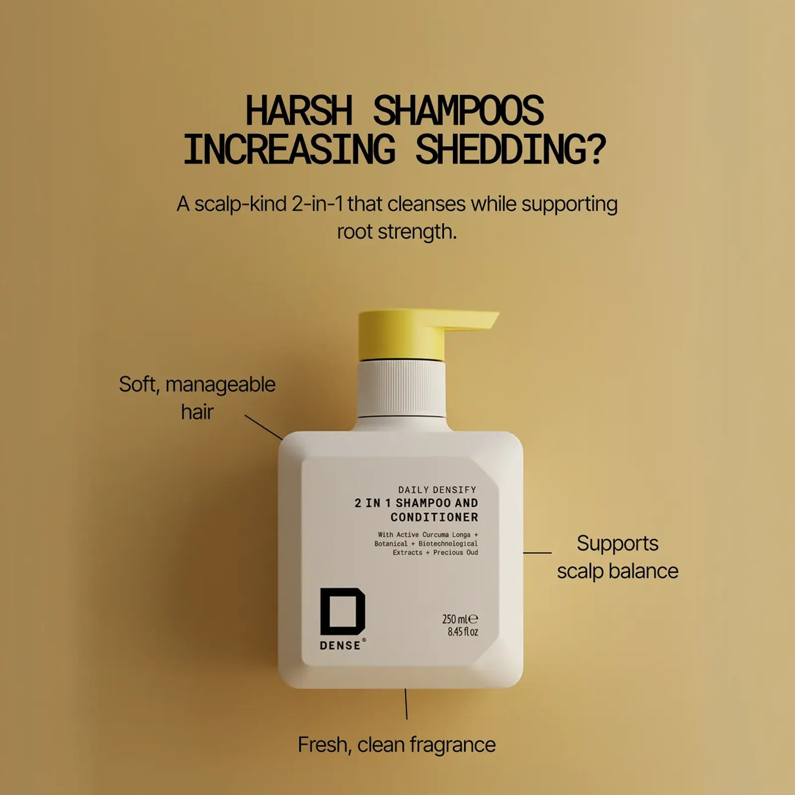 Dense Hair Experts Shampoo and Conditioner bottles for scalp care