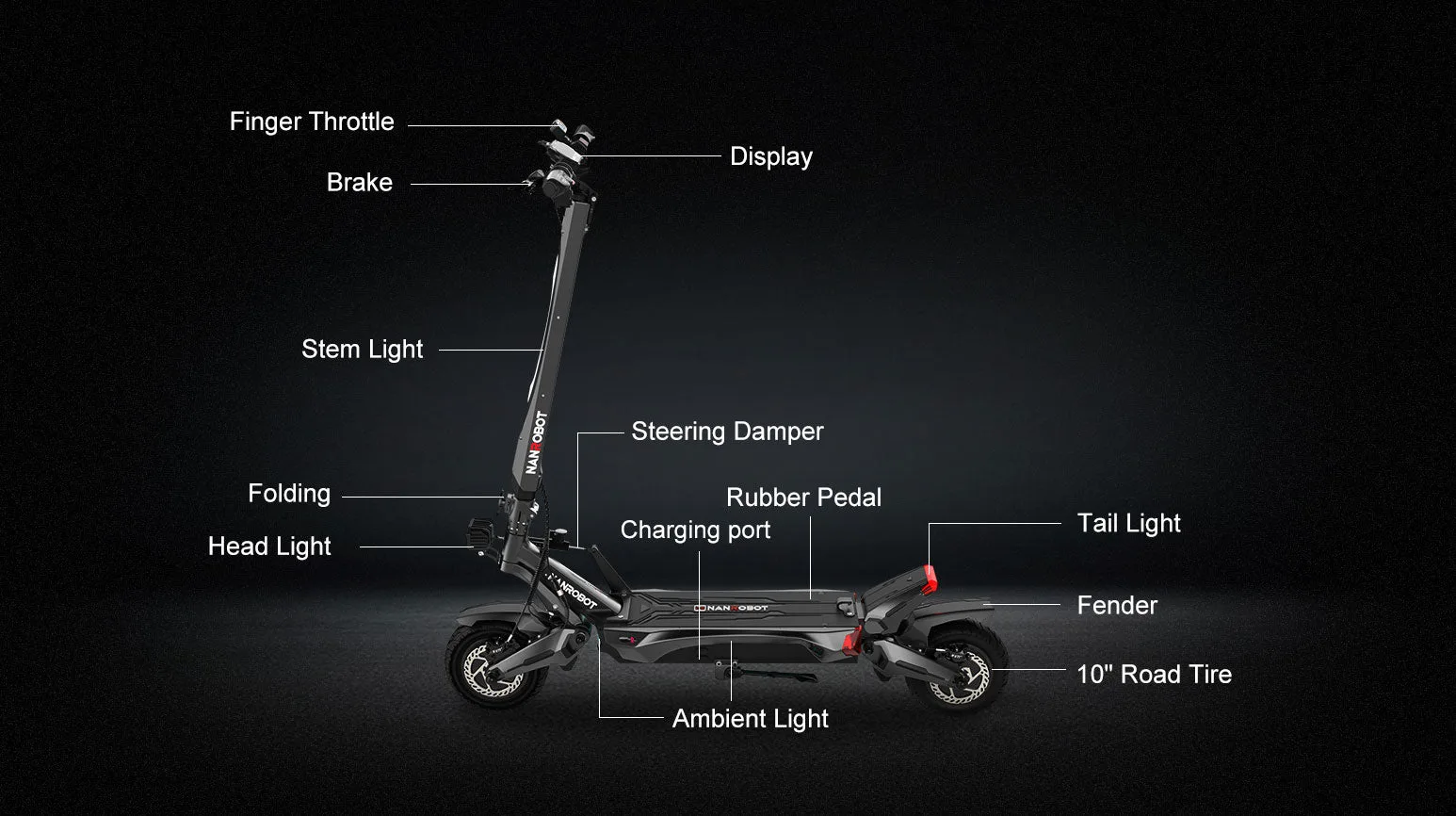 Rider on an off-road electric scooter climbing a gravel incline