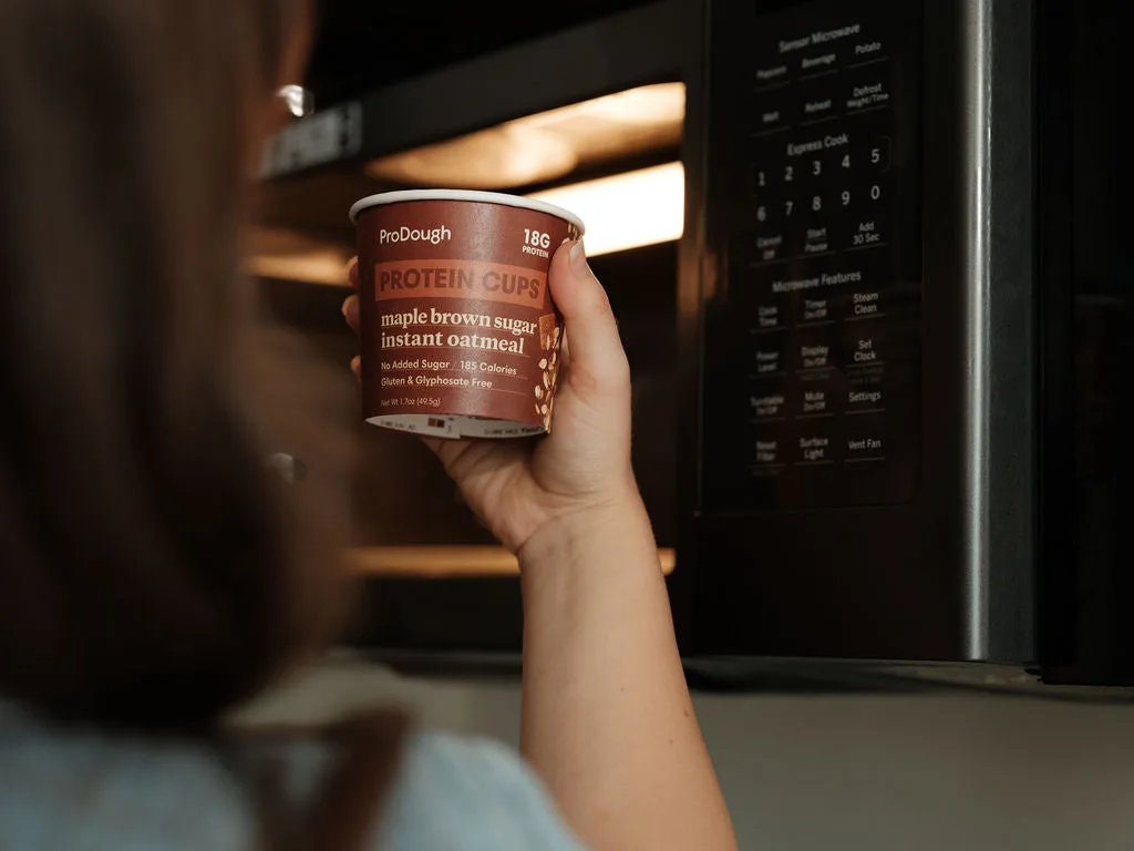 Prodough Protein Oatmeal Cup, a microwave-ready instant oatmeal product