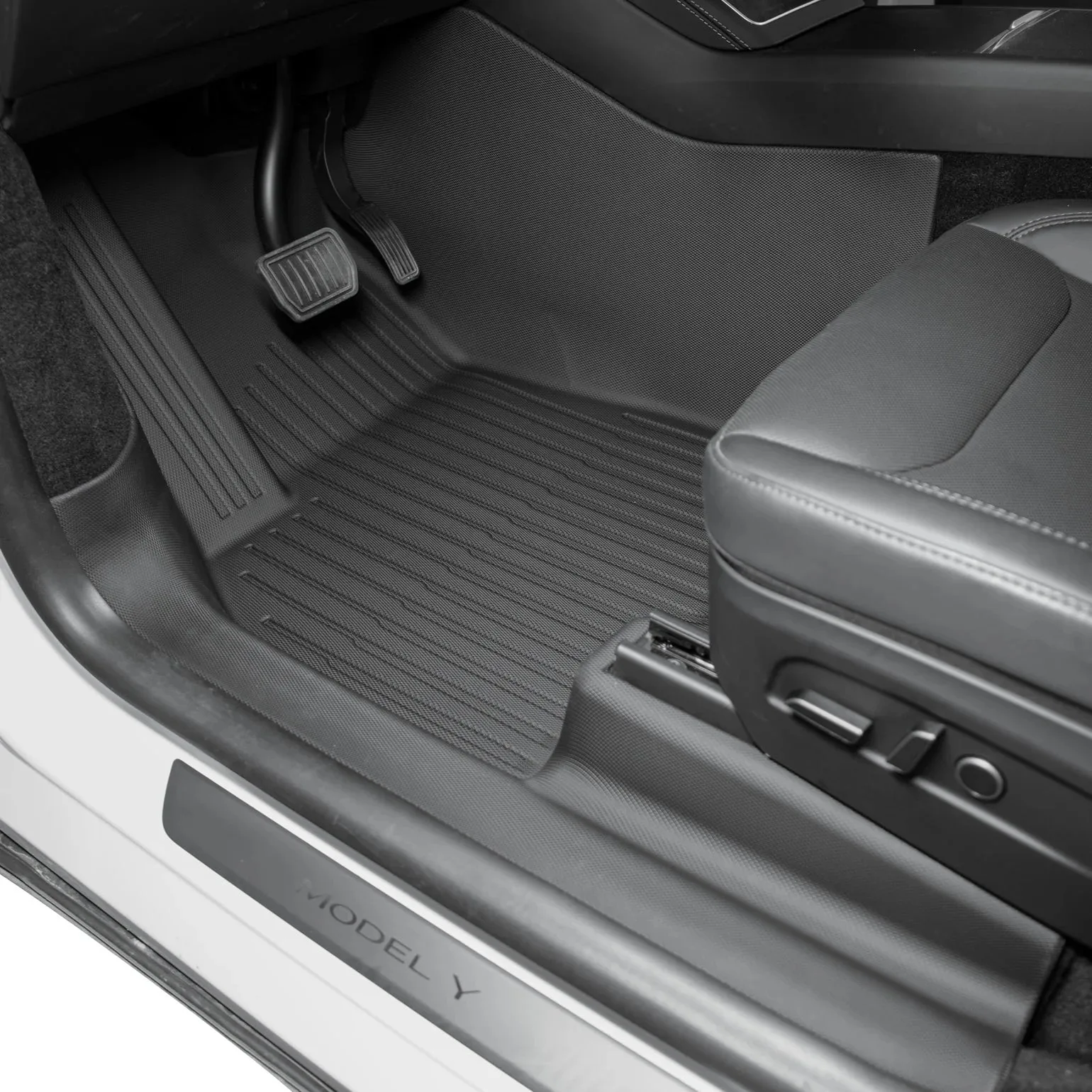 SUPER LINER CabinProtect console liner with raised containment walls in a Tesla