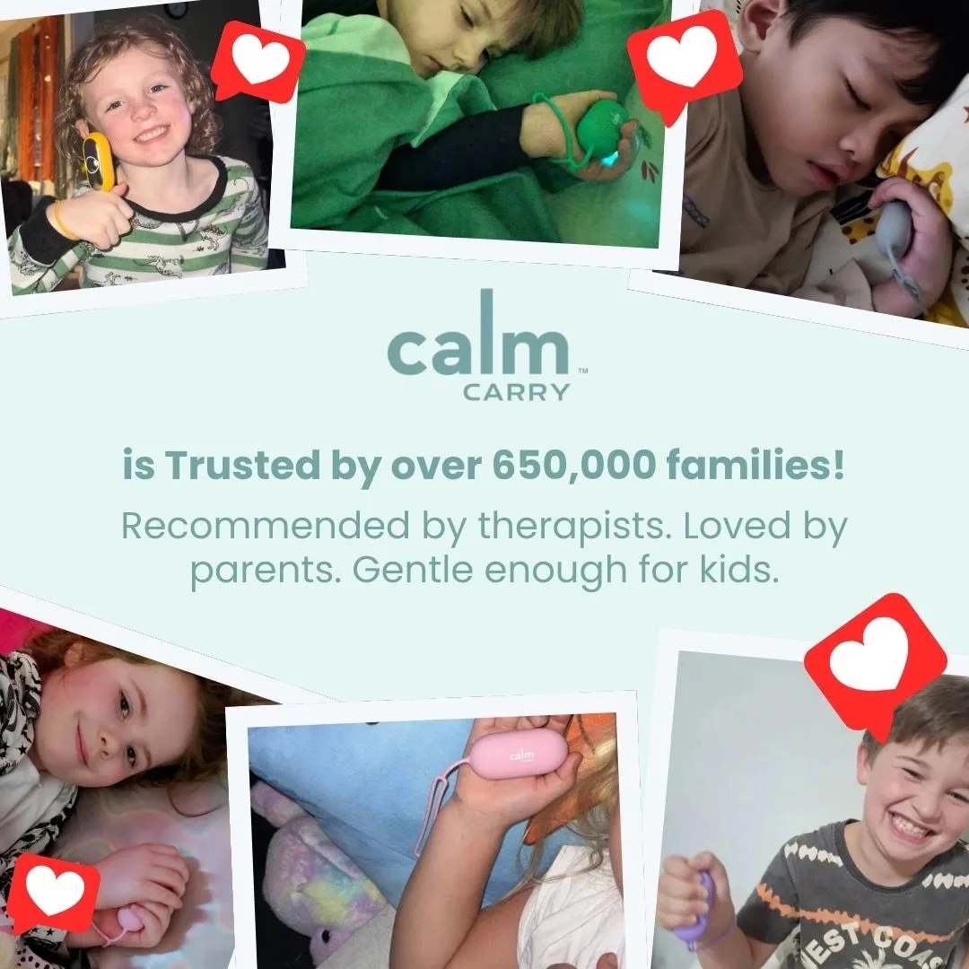 Child holding the CalmCarry Kids device while falling asleep at bedtime