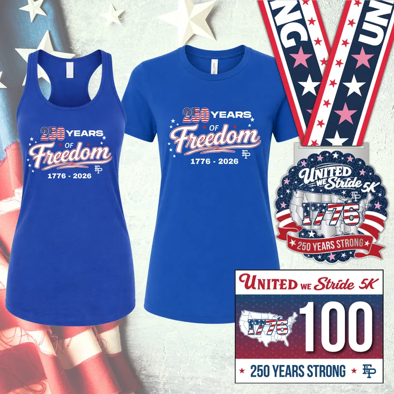 Flex it Pink race pack showing the performance tank and finisher's medal from a recent virtual 5K