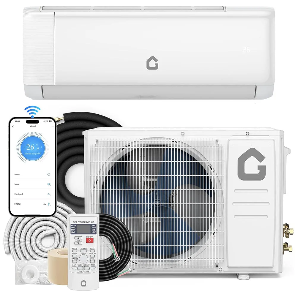 Garvee 12,000 BTU indoor mini split unit mounted on a bedroom wall