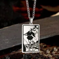 Gthic Major Arcana Tarot Stainless Steel Necklace in silver finish