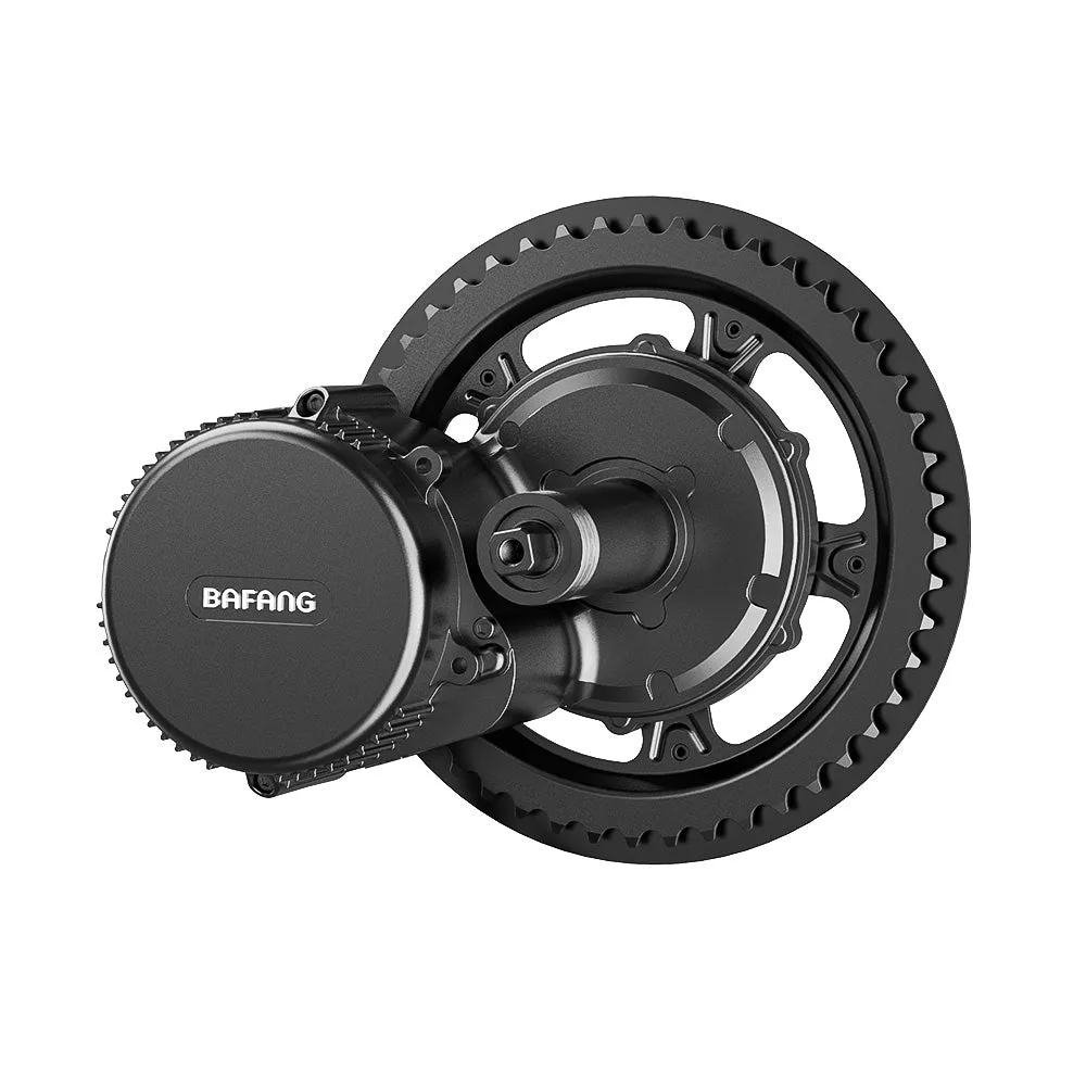 Varstrom Bafang mid-drive kit motor mounted at a bicycle bottom bracket