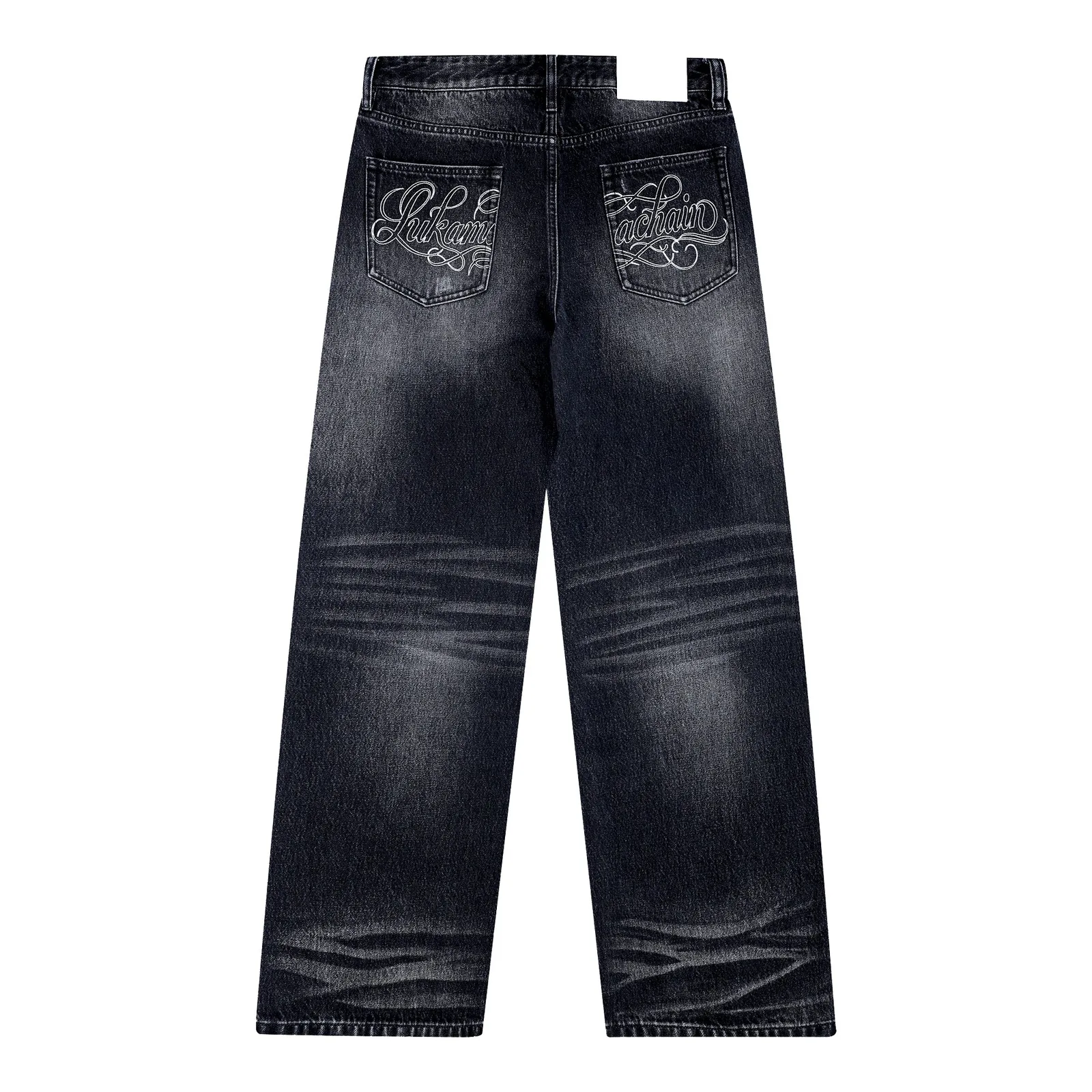 Lukamachain baggy jeans in black wash from an alternative streetwear brand