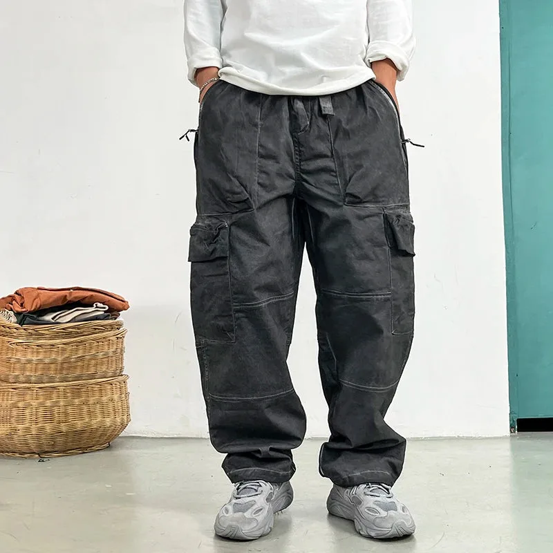 Slick Street Rover Washed Balloon Cargo Pants in charcoal with oversized cargo pockets