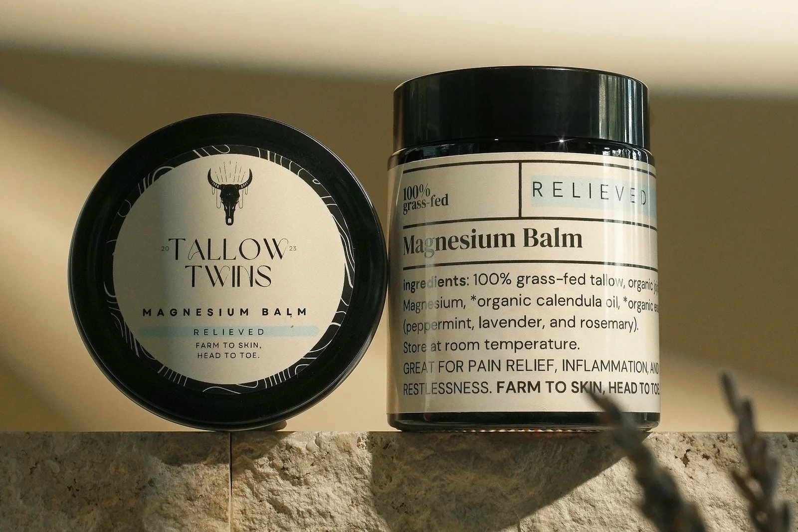 Tallow Twins Magnesium Balm jar from the bundle