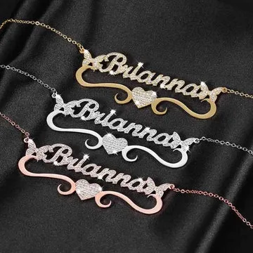 Pendantify diamond studded name necklace with cubic zirconia accents